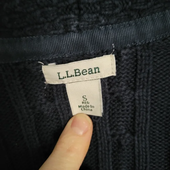 LL Bean Blue Chunky Cable Knit Cardigan Sweater Size Small Womens - Picture 2 of 5